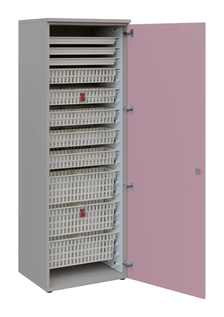 EUROMEDICA D - 66 ABS skříň léková boxová, 1-dveřová, pravá, 1950x660x535, korpus šedý, dvířka paste